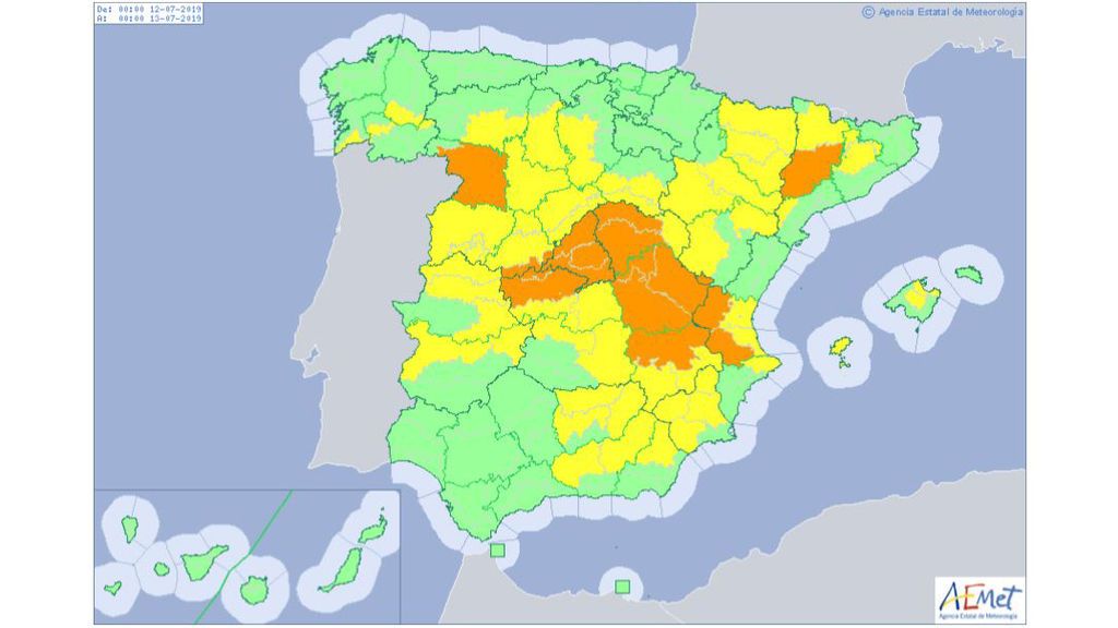 Avisos por altas temperaturas para el viernes, 12 de julio / Aemet