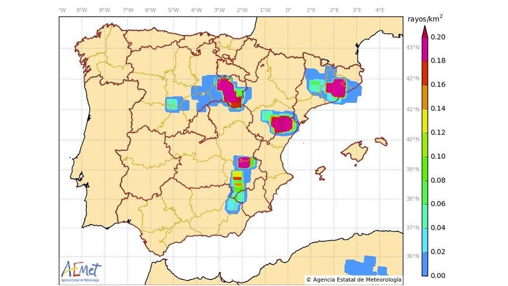 Descargas eléctricas previstas de 17:00 a 20:00 el miércoles / Aemet