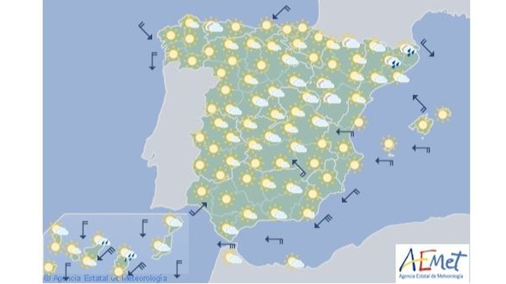 Mapa de previsión para la segunda mitad del viernes, 19 de julio / Aemet