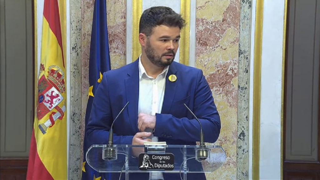 Rufián califica de “irresponsable y negligente” el discurso de Pedro Sánchez en el debate de investidura