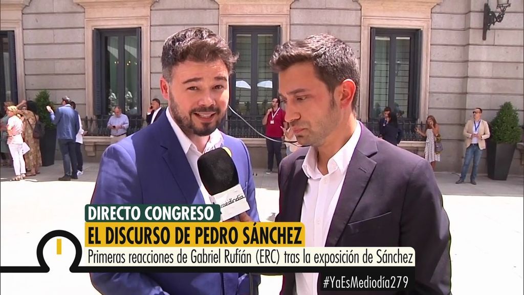 Gabriel Rufián, crítico con Pedro Sánchez: “Es negligente que no haya hablado de la realidad e Cataluña”
