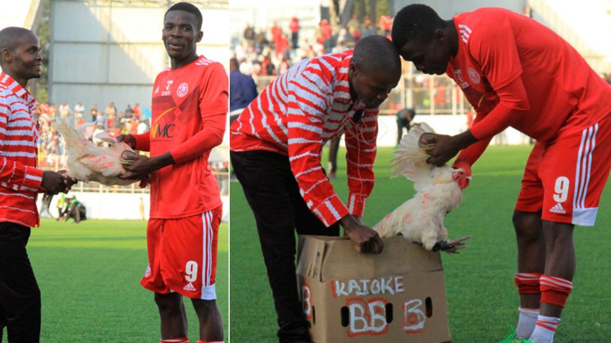 Un futbolista obtiene un pollo vivo por ser el mejor jugador del partido en un derbi en Malawi