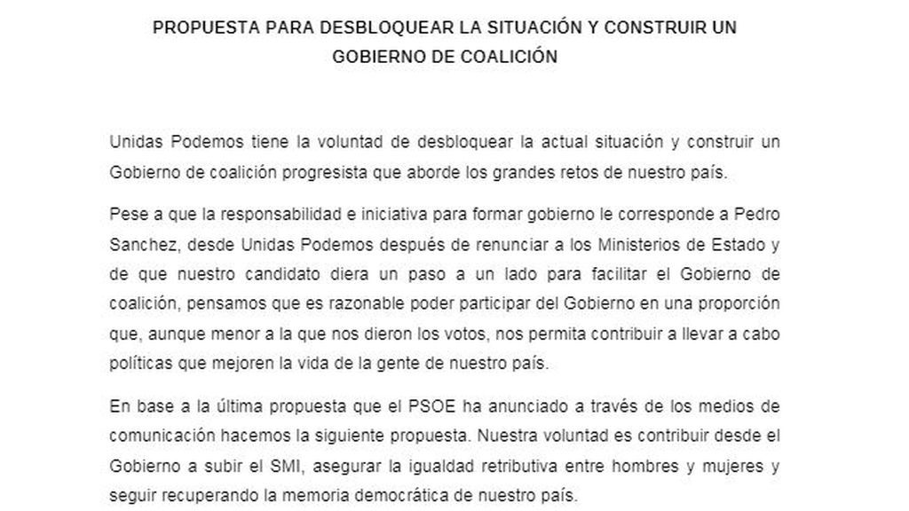 CONTRAOFERTA DE PODEMOS