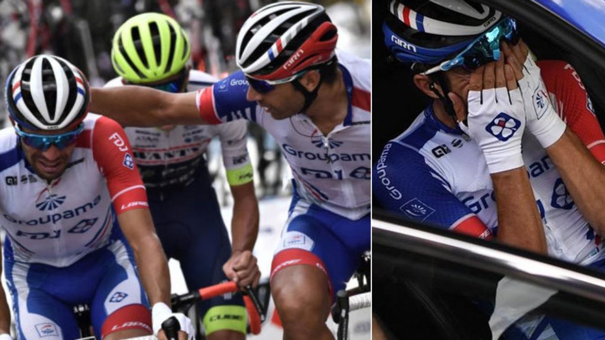 Pinot rompe a llorar tras tener que abandonar el Tour de Francia por una lesión en su pierna izquierda