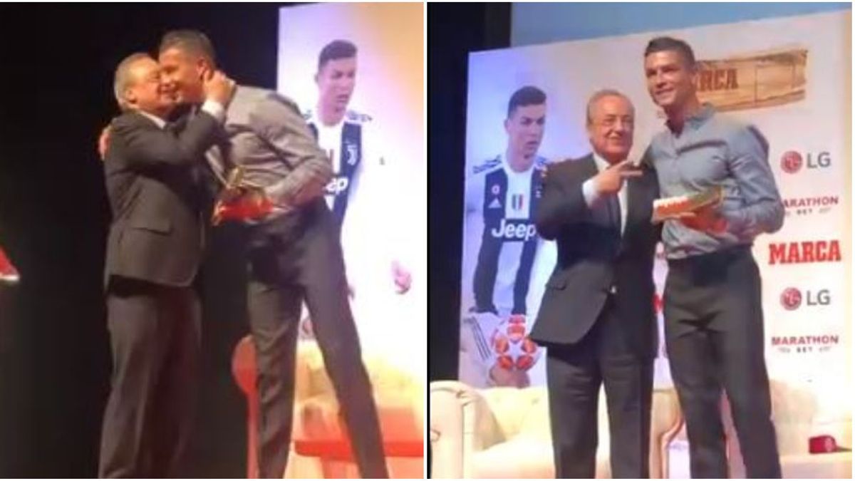 Cristiano y Florentino Pérez se reencuentran tras su salida del Real Madrid con un abrazo y un gesto de victoria Cristiano y Florentino Pérez se reencuentran tras su salida del Real Madrid con un abrazo y un gesto de victoria