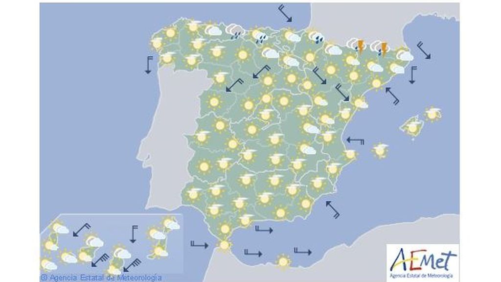 Mapa de predicción para la segunda mitad del martes, 30 de julio / Aemet