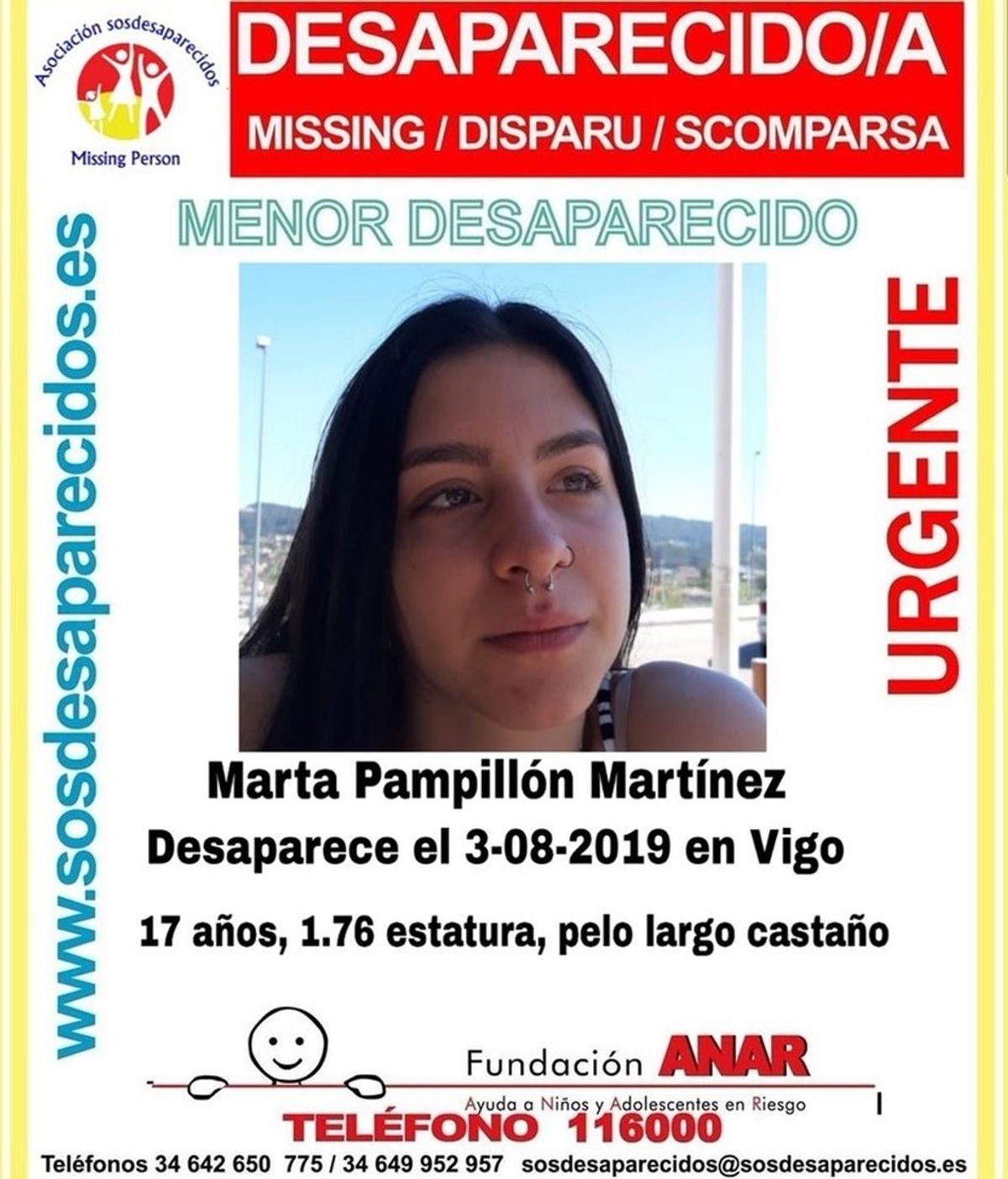 La menor Marta Pampillón desaparece cuando iba a un concierto en Vigo La menor Marta Pampillón desaparece cuando iba a un concierto en Vigo