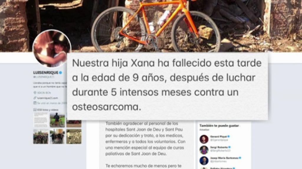 Emotivo apoyo en redes a Luis Enrique y su familia: "Descansa en paz, pequeña Xana"