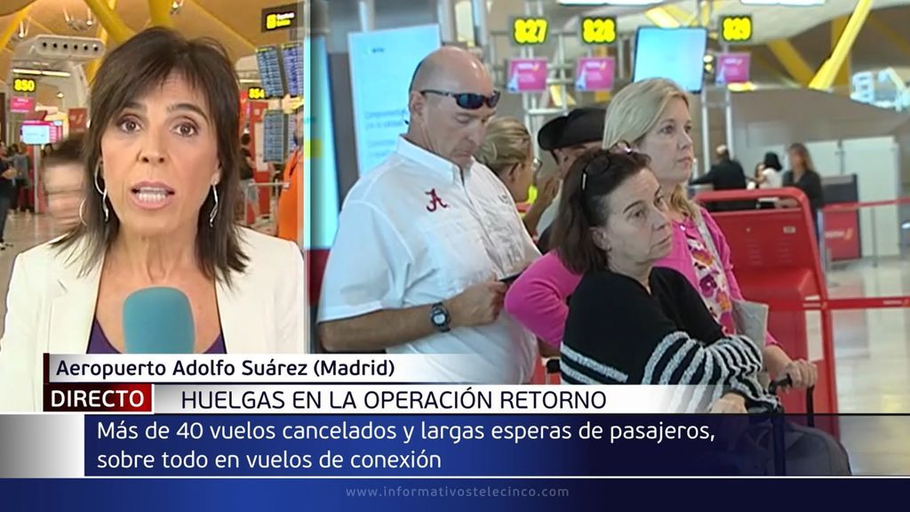 Huelgas en la operación retorno: más de 40 vuelos cancelados en Madrid