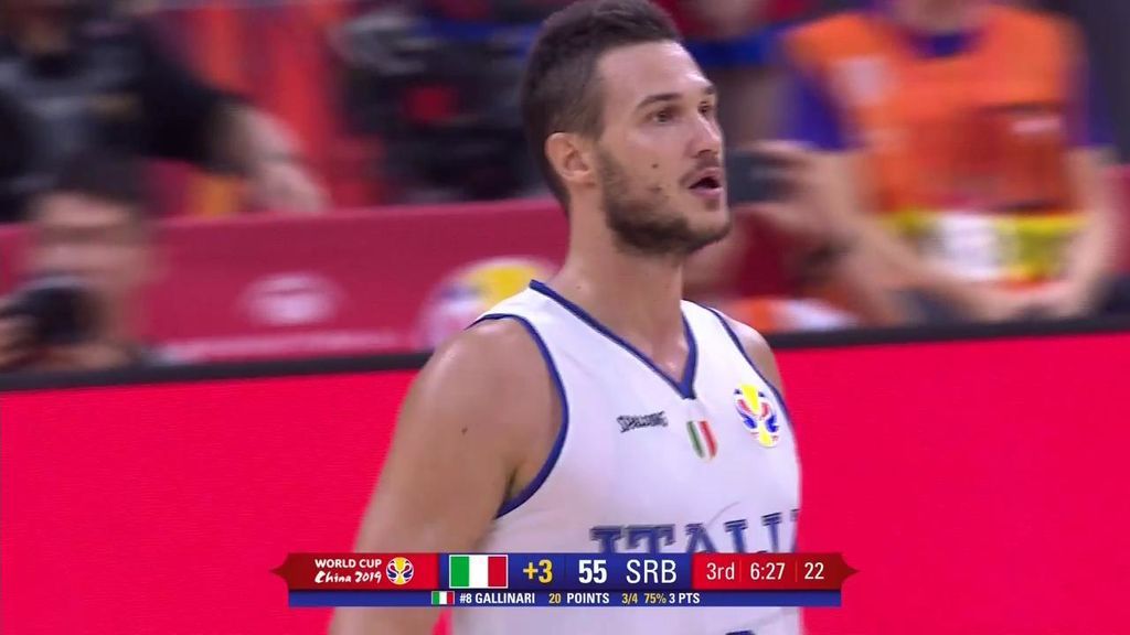 Gallinari no se lo va a poner fácil a Serbia: Dos triples consecutivos del italiano para apretar el marcador