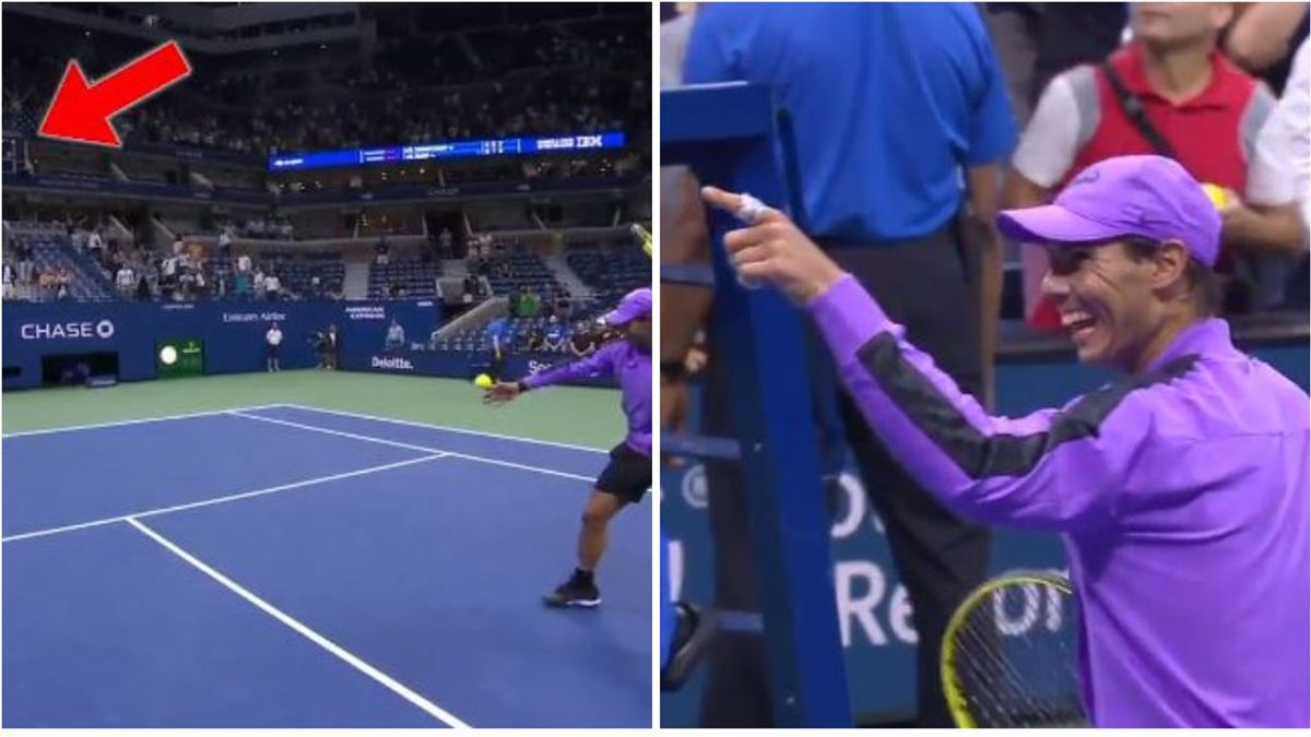 El golpe maestro de Rafa Nadal: mete un bolazo desde la pista hasta la cabina de comentaristas El golpe maestro de Rafa Nadal: mete un bolazo desde la pista hasta la cabina de comentaristas