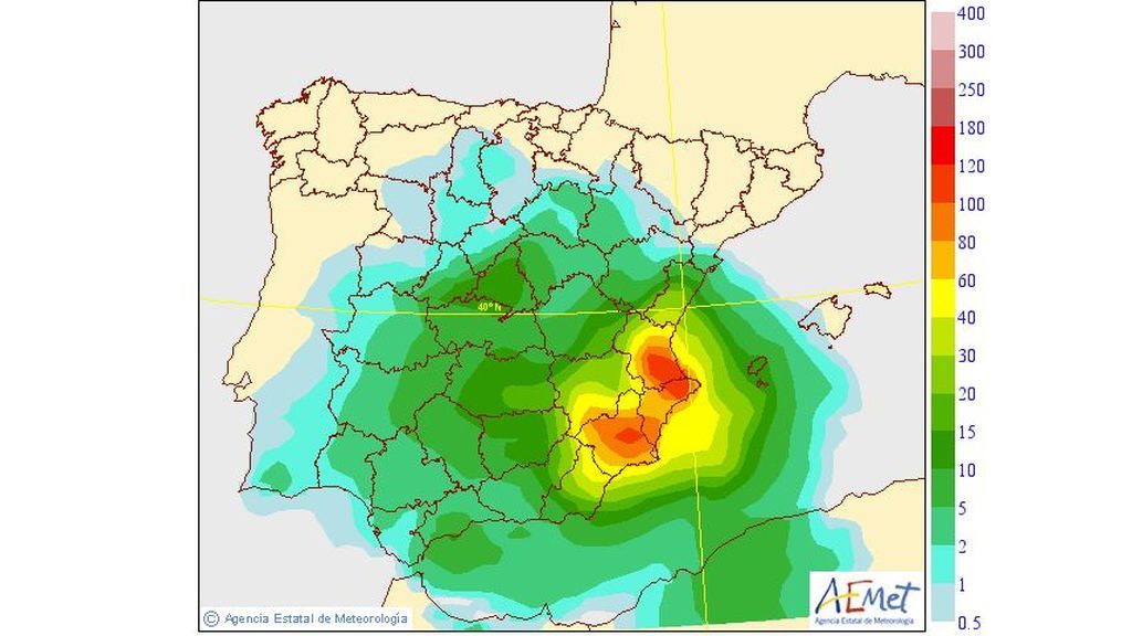 Precipitación media prevista para el viernes, 13 de septiembre / Aemet