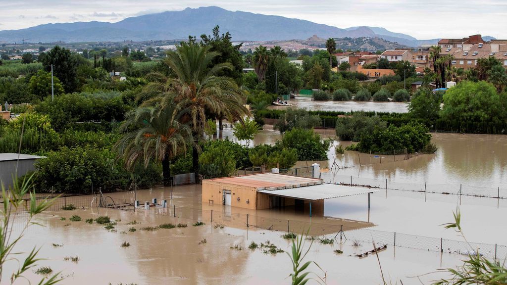 Vista de la huerta de Torre Alta, Molina de Segura, del rio Segura desbordado
