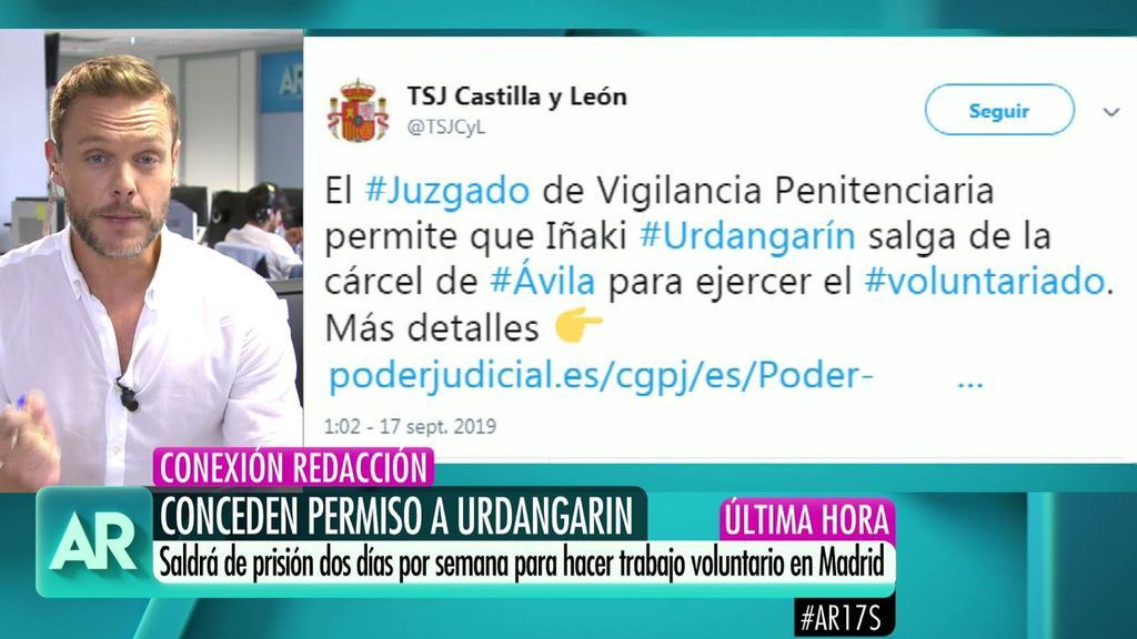 Urdangarín podrá salir de prisión dos veces a la semana
