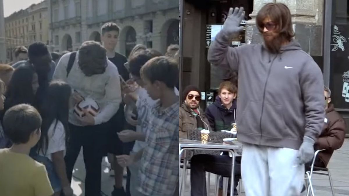 Un Youtuber imita la broma de Cristiano Ronaldo disfrazado en Callao y reúne a cientos de personas en una plaza de Turín pensando que era el portugués Un Youtuber imita la broma de Cristiano Ronaldo disfrazado en Callao y reúne a cientos de personas en una plaza de Turín pensando que era el portugués