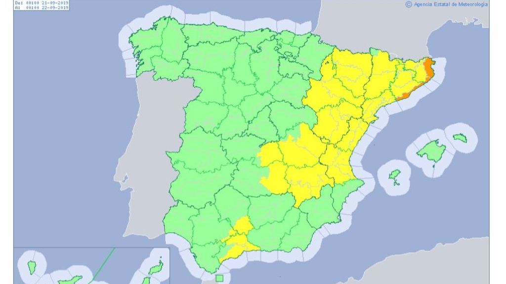 mapa alerta naranja sábado