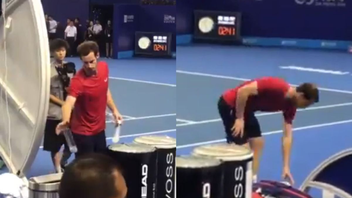 El ejemplo de Andy Murray: recoge su basura y limpia la pista tras ganar un partido de tenis El ejemplo de Andy Murray: recoge su basura y limpia la pista tras ganar un partido de tenis