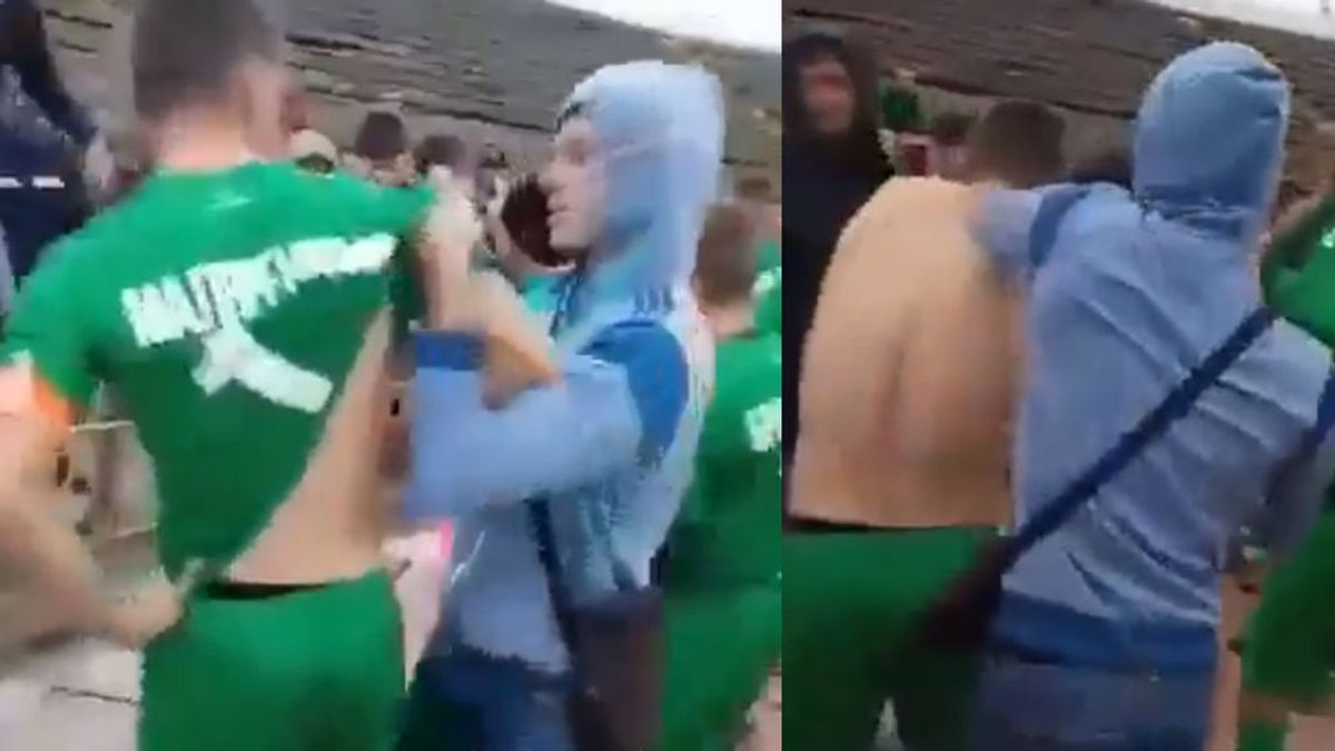 Los ultras del colista de la Tercera División ucraniana saltan al campo a robarles las camisetas a los jugadores Los ultras del colista de la Tercera División ucraniana saltan al campo a robarles las camisetas a los jugadores
