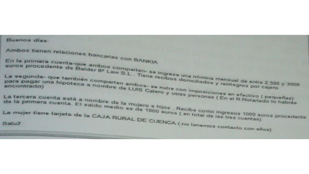 Extracto de uno de los correos intervenidos