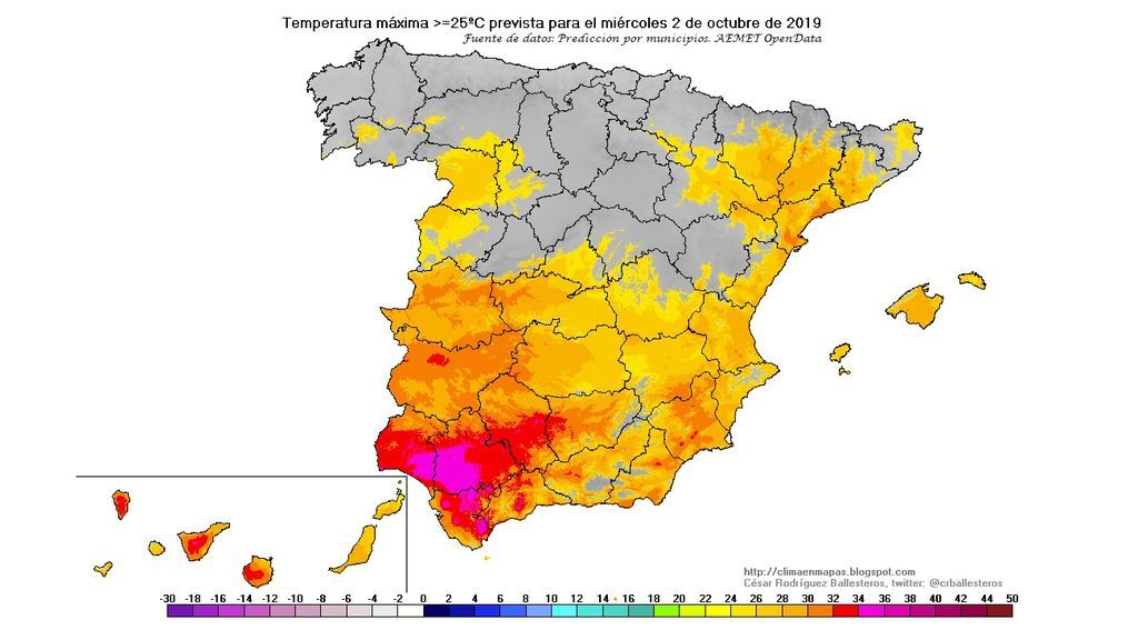 miertcoles temp maximas 25 ºc