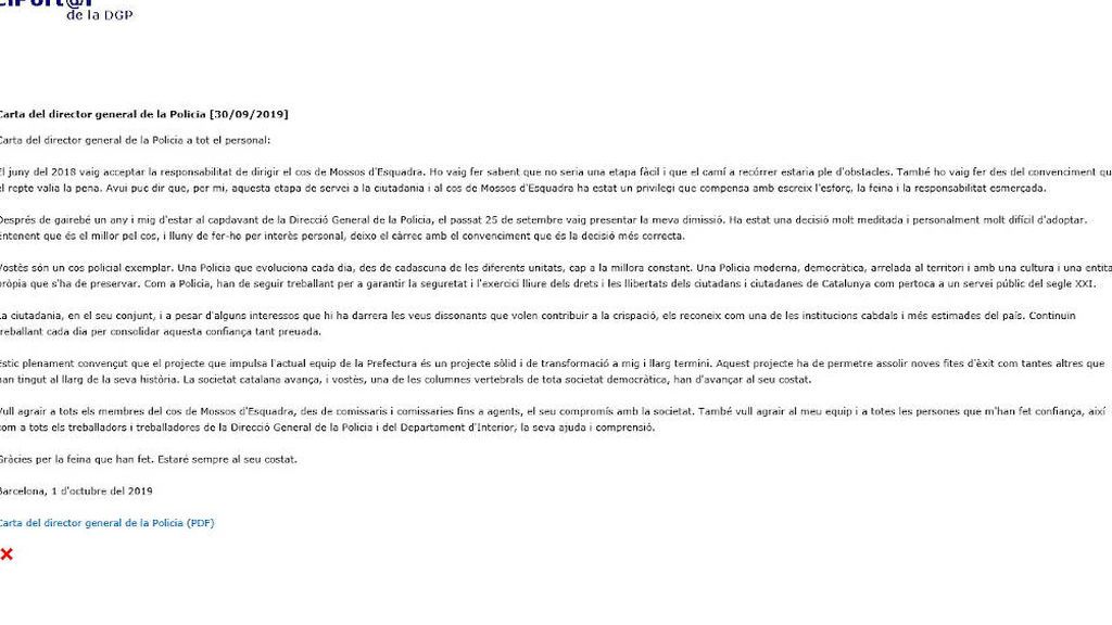 carta a los mossos