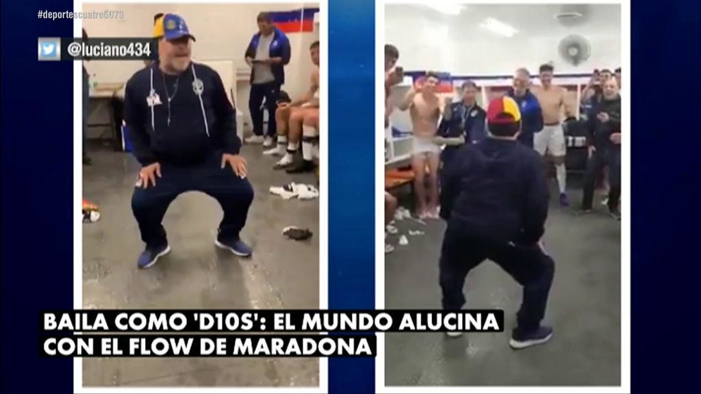 El último show de Maradona: bailecito en el vestuario y mensaje desde la cabina del avión