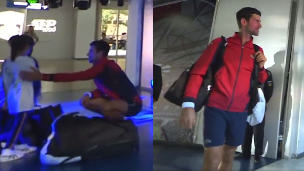 Una niña pequeña se niega a salir con Djokovic a la pista por pánico escénico Una niña pequeña se niega a salir con Djokovic a la pista por pánico escénico
