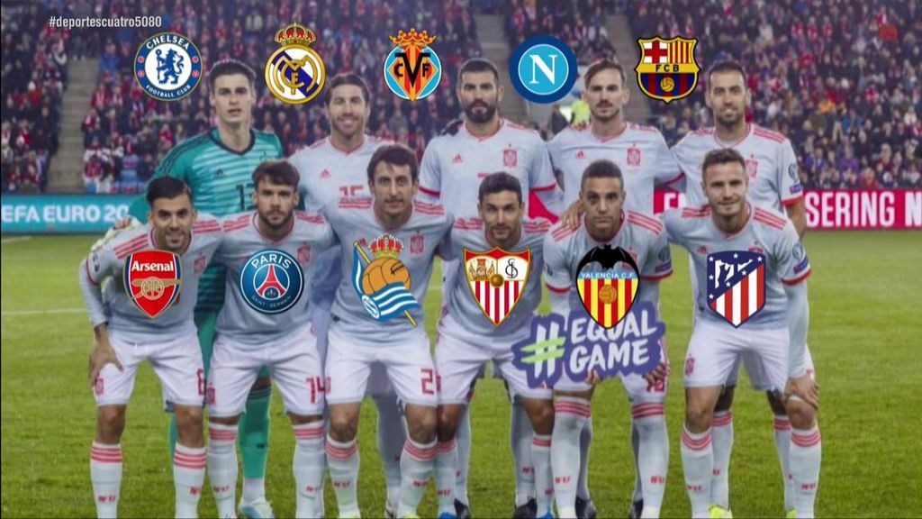 España juega por primera vez en la historia con 11 jugadores de 11 clubes distintos