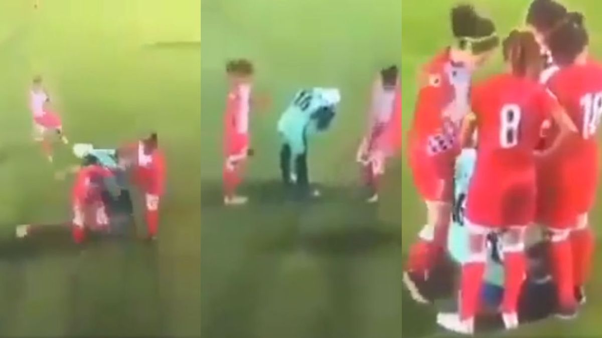 Se le cae el hiyab durante un partido y las jugadoras rivales la cubren para que se lo pueda colocar