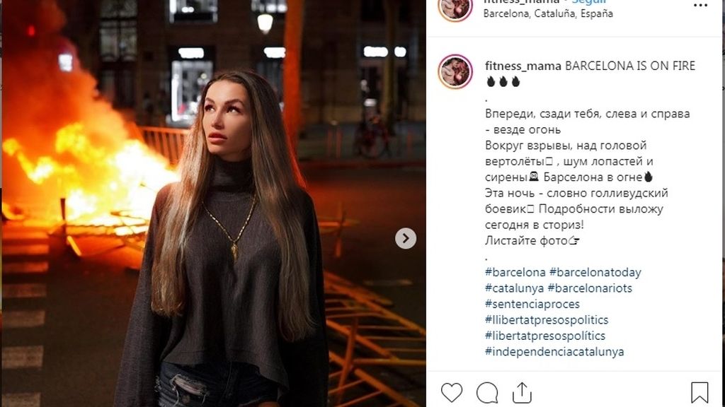 Postureo entre las llamas, las redes sociales se llenan de imágenes con las barricadas de Cataluña de fondo