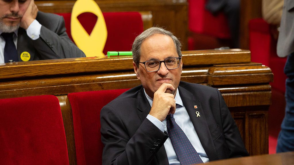 Quim Torra durante su comparecencia en el Parlament de Cataluña Quim Torra durante su comparecencia en el Parlament de Cataluña
