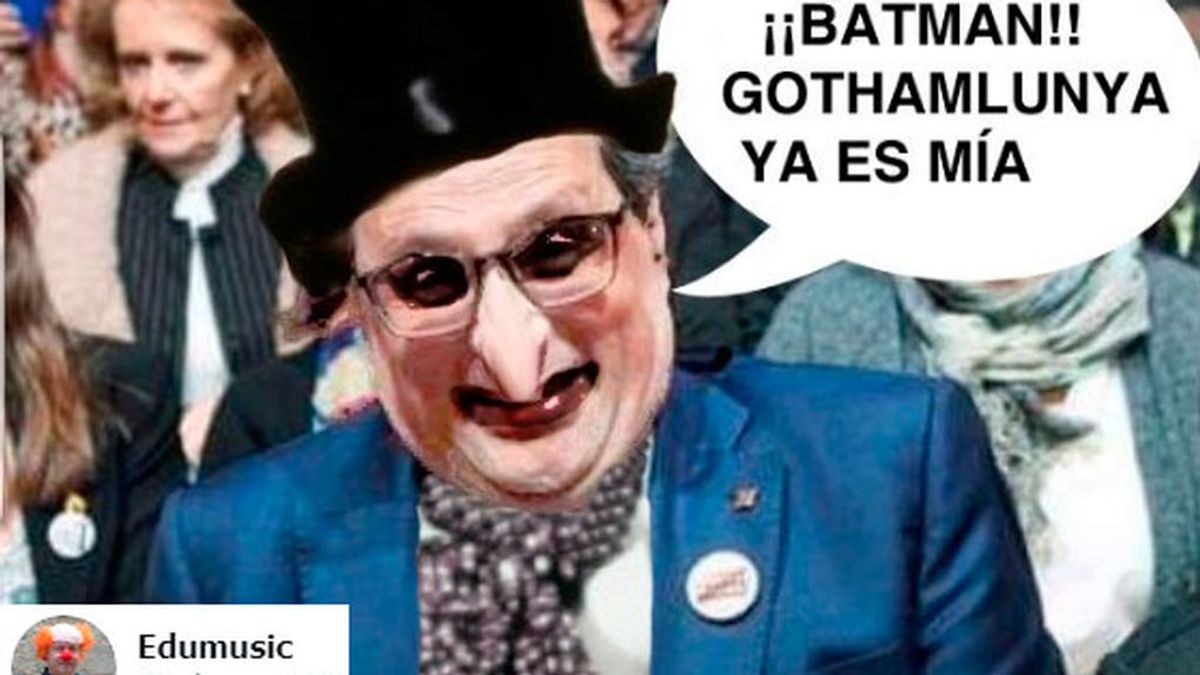 Reír por no llorar con la tensión catalana: de Torra 'el pingüino' de Batman al troleo del "hombre Fairy" Reír por no llorar con la tensión catalana: de Torra 'el pingüino' de Batman al troleo del "hombre Fairy"
