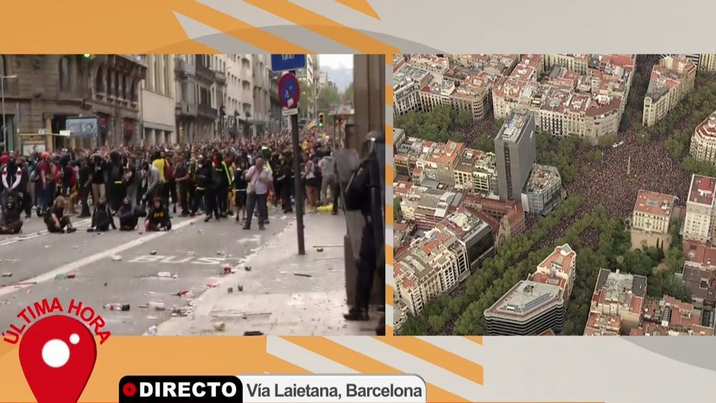Las dos cataluñas: la manifestación pacífica y la violencia de los radicales frente a la policía
