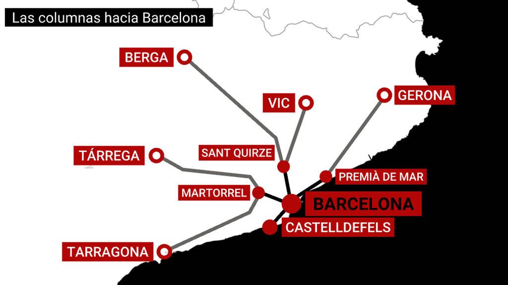 Las columnas se dirigen hacia Barcelona