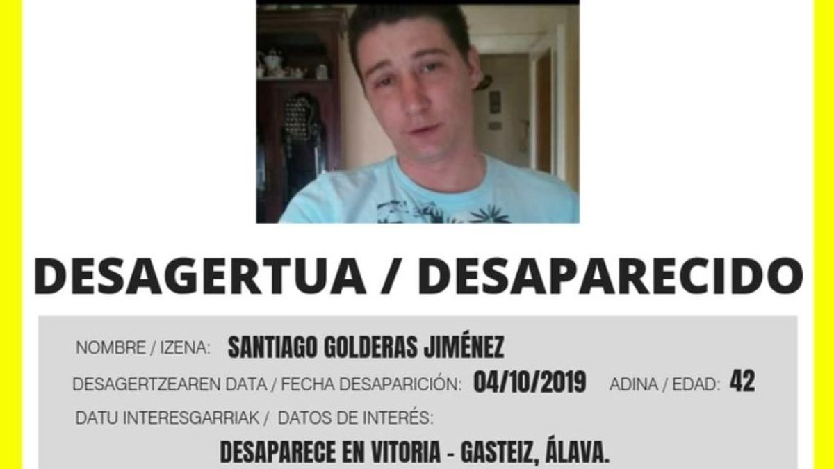 Buscan a Santiago Golderas, de 42 años, desaparecido en Vitoria desde el pasado 4 de octubre