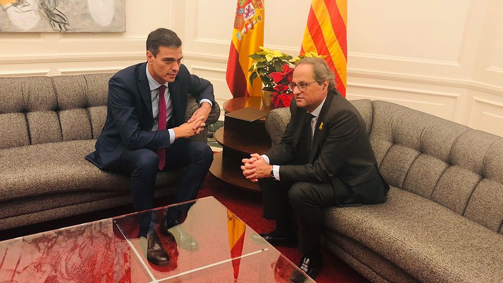 Sánchez y Torra durante su reunión en Pedralbes