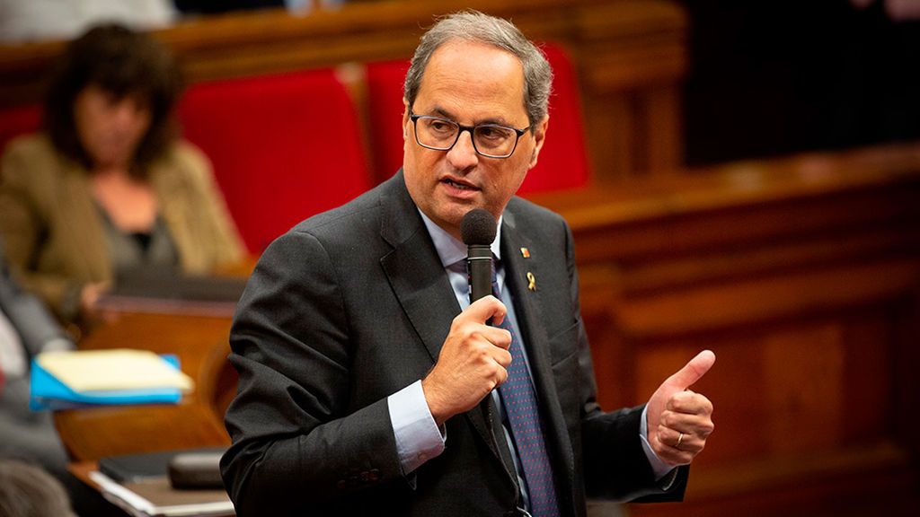 Torra durante la sesión de control en el Parlament Torra durante la sesión de control en el Parlament