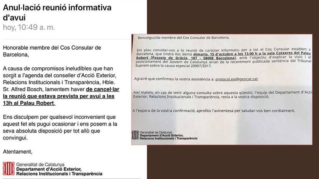 Anulación reunión informativa con cónsules