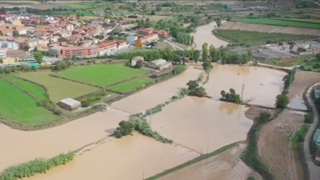 Consecuencias de la gota fría en Lérida a vista de dron