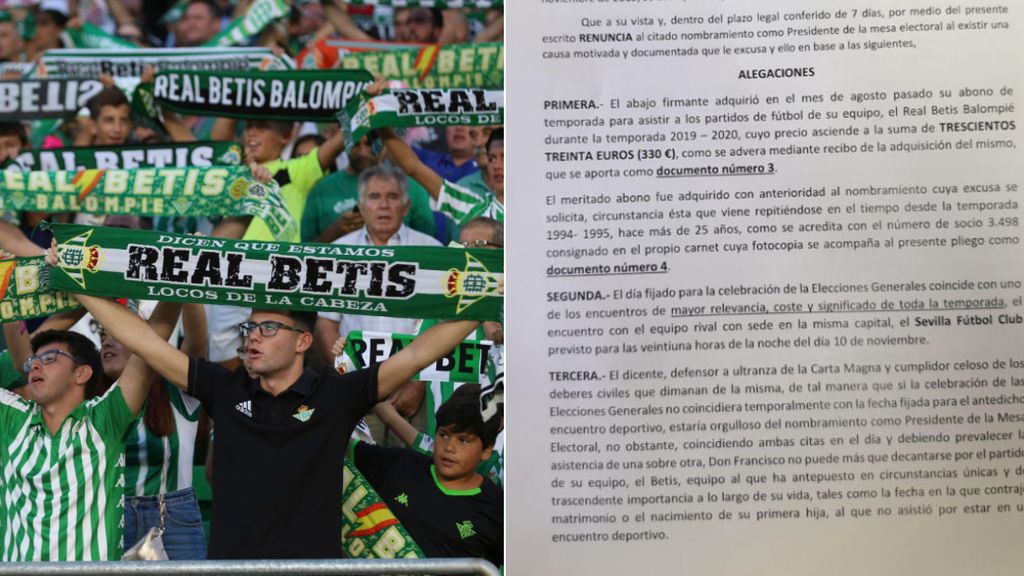 La divertida excusa de un abonado del Betis para no presidir la mesa electoral al coincidir con el derby sevillano: “No haría bien mi trabajo por mi estado de nervios”