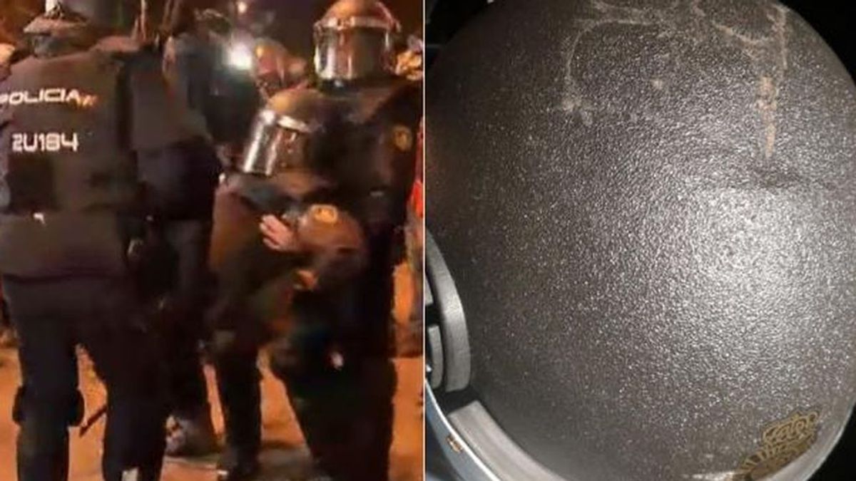 Así quedó el casco de Iván, el policía herido en Barcelona: y eso que soportan el impacto de una bala a 5 metros