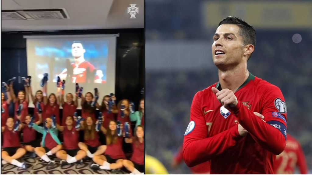 El detalle de Cristiano Ronaldo con el equipo femenino Sub-17 de Portugal tras clasificarse para la Euro2020: "Obrigado"