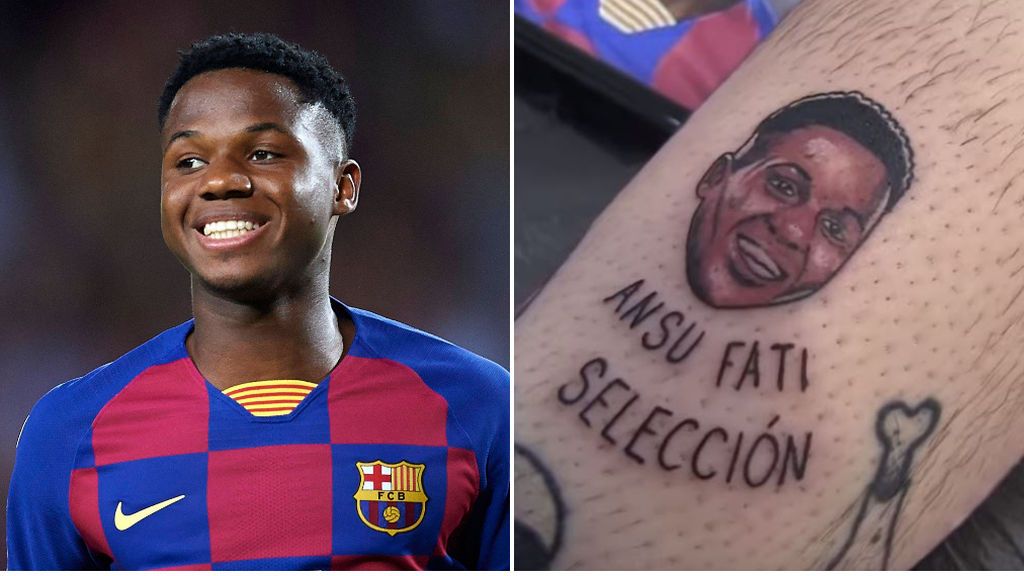 Ansu Fati 'se ríe' al enterarse que dos youtubers se han tatuado su cara bajo el lema "Ansu Fati selección"