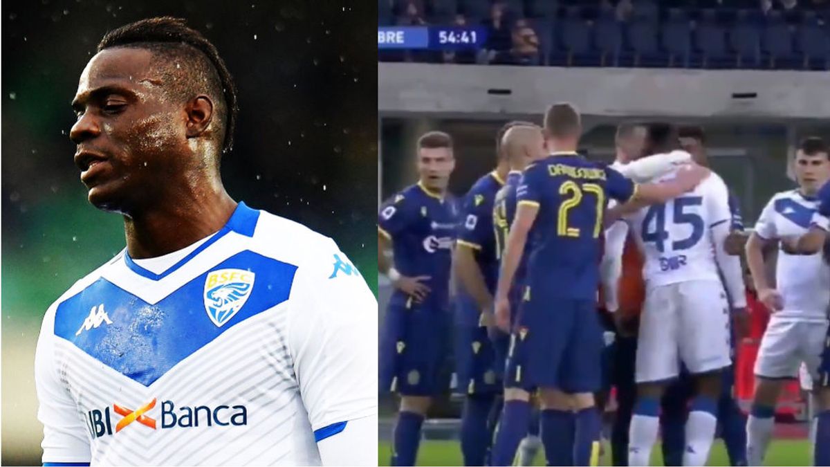 Balotelli estalla contra los insultos racistas: le pega un balonazo a la grada, para después intentar abandonar el partido