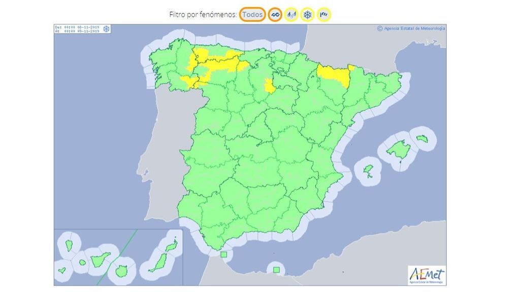 aviso amarillo nieve