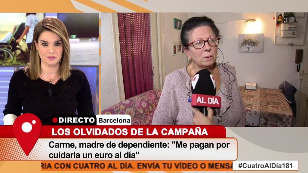 Carme Chaparro defiende a los 'olvidados de la campaña': "Es vergonzoso y denigrante que se le pague un euro al día por cuidar de su hija"