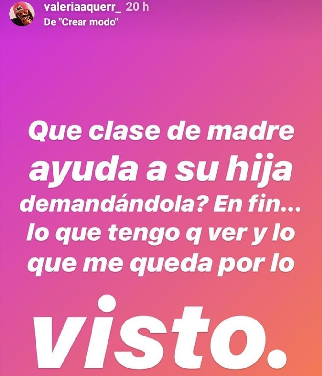 Valeria Quer acusa a su madre de querer vivir del cuento