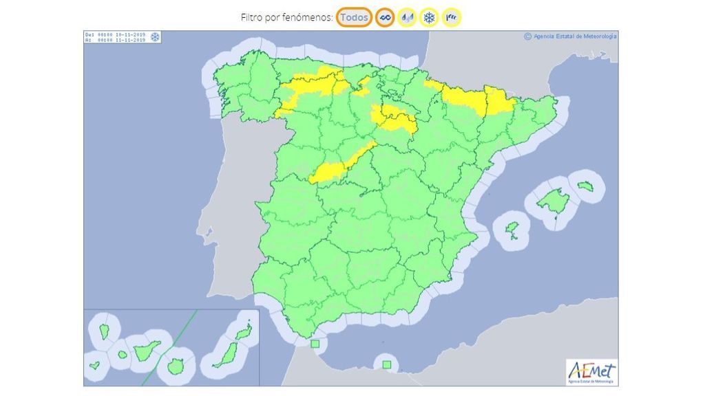avisos nieve domingo