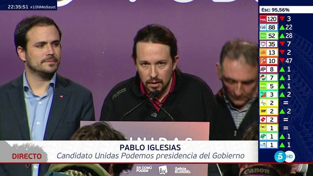 Iglesias ofrece al PSOE "construir un Gobierno que ponga freno al avance de la extrema derecha"