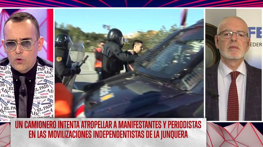 Julio Villaescusa, Presidente de la Federación Nacional de Transportistas, sobre las movilizaciones de la Junquera: "Estamos muy enfadados"